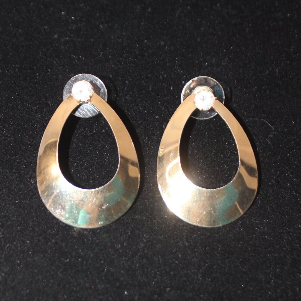 Gold Loop Jackets with CZ Stud Earrings